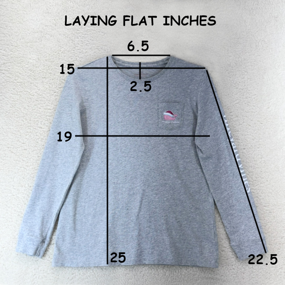Vineyard Vines T-Shirt Girl XL 16 Gray Long Sleeve 100% Cotton Merry Christmas - Picture 3 of 8